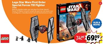 Aanbiedingen Lego star wars first order special forces tie fighter - Lego - Geldig van 24/10/2016 tot 19/12/2016 bij Kruidvat