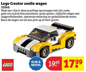 Aanbiedingen Lego creator snelle wagen - Lego - Geldig van 24/10/2016 tot 19/12/2016 bij Kruidvat