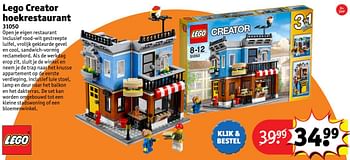 Aanbiedingen Lego creator hoekrestaurant - Lego - Geldig van 24/10/2016 tot 19/12/2016 bij Kruidvat