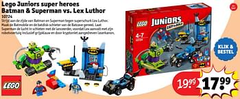 Aanbiedingen Lego juniors super heroes batman + superman vs. lex luthor - Lego - Geldig van 24/10/2016 tot 19/12/2016 bij Kruidvat