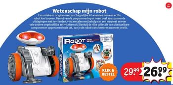 Aanbiedingen Wetenschap mijn robot - Clementoni - Geldig van 24/10/2016 tot 19/12/2016 bij Kruidvat