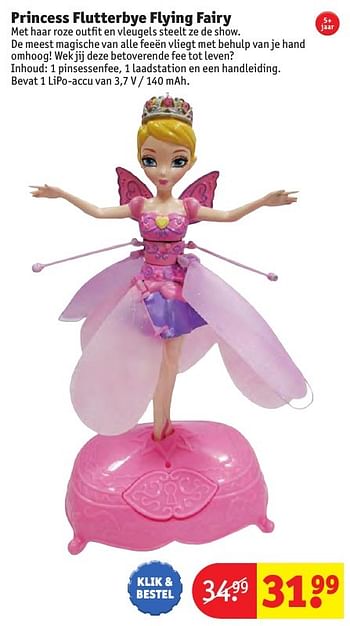Aanbiedingen Princess flutterbye flying fairy - Flying Fairy - Geldig van 24/10/2016 tot 19/12/2016 bij Kruidvat