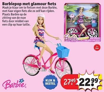 Aanbiedingen Barbiepop met glamour fiets - Mattel - Geldig van 24/10/2016 tot 19/12/2016 bij Kruidvat