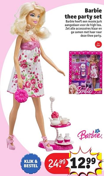 Aanbiedingen Barbie thee party set - Mattel - Geldig van 24/10/2016 tot 19/12/2016 bij Kruidvat