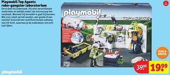 Aanbiedingen Playmobil top agents robo-gangster laboratorium - Playmobil - Geldig van 24/10/2016 tot 19/12/2016 bij Kruidvat