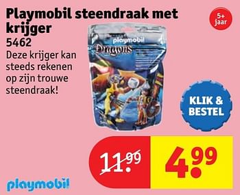 Aanbiedingen Playmobil steendraak met krijger - Playmobil - Geldig van 24/10/2016 tot 19/12/2016 bij Kruidvat