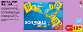 Aanbiedingen Scrabble junior kinderspel - Mattel - Geldig van 24/10/2016 tot 19/12/2016 bij Kruidvat