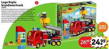 Aanbiedingen Lego duplo brandweertruck 10592 - Lego - Geldig van 24/10/2016 tot 19/12/2016 bij Kruidvat