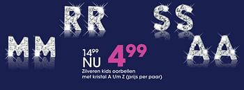 Aanbiedingen Zilveren kids oorbellen met kristal a t-m z - Huismerk - Lucardi - Geldig van 21/11/2016 tot 31/12/2016 bij Lucardi