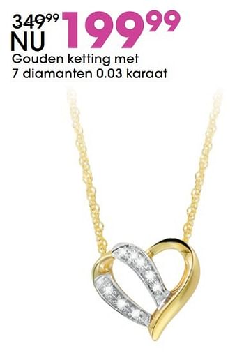 Aanbiedingen Gouden ketting met 7 diamanten 0.03 karaat - Huismerk - Lucardi - Geldig van 21/11/2016 tot 31/12/2016 bij Lucardi