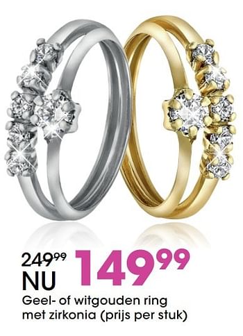 Aanbiedingen Geel of witgouden ring met zirkonia - Huismerk - Lucardi - Geldig van 21/11/2016 tot 31/12/2016 bij Lucardi