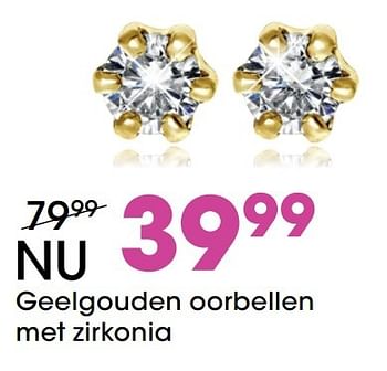 Aanbiedingen Geelgouden oorbellen met zirkonia - Huismerk - Lucardi - Geldig van 21/11/2016 tot 31/12/2016 bij Lucardi