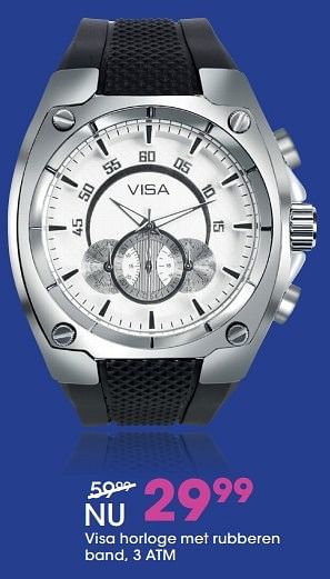 Aanbiedingen Visa horloge met rubberen band, 3 atm - Visa - Geldig van 21/11/2016 tot 31/12/2016 bij Lucardi