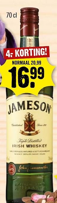 Aanbiedingen Jameson irish whiskey - Jameson - Geldig van 27/11/2016 tot 03/12/2016 bij Dirk III