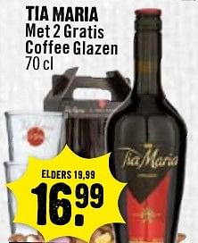 Aanbiedingen Tia maria met 2 gratis coffee glazen - Tia Maria  - Geldig van 27/11/2016 tot 03/12/2016 bij Dirk III