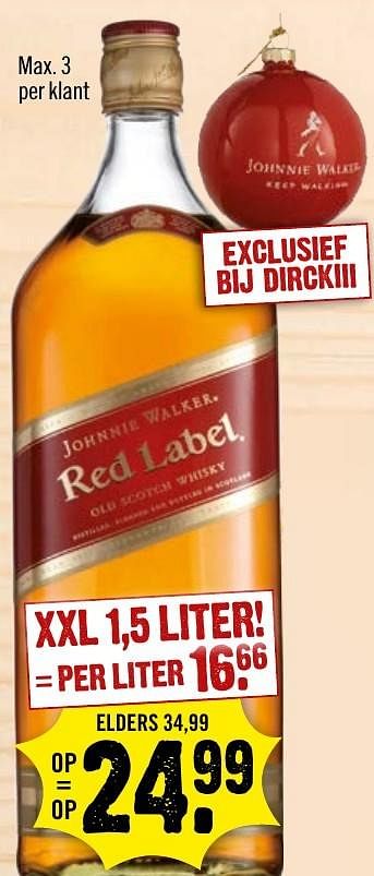 Aanbiedingen Johnnie walker red label - Johnnie Walker - Geldig van 27/11/2016 tot 03/12/2016 bij Dirk III