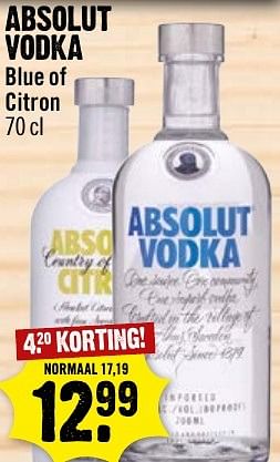 Aanbiedingen Absolut vodka - Absolut - Geldig van 27/11/2016 tot 03/12/2016 bij Dirk III
