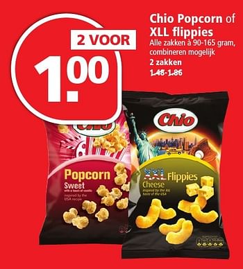 Aanbiedingen Chio popcorn of xll fl ippies - Chio - Geldig van 27/11/2016 tot 03/12/2016 bij Plus