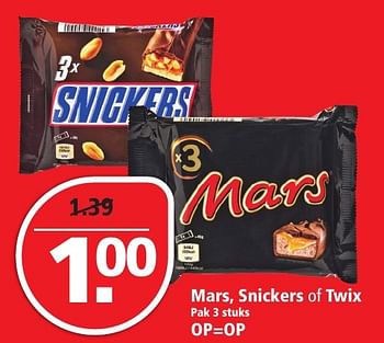 Aanbiedingen Mars, snickers of twix - Mars Snacks - Geldig van 27/11/2016 tot 03/12/2016 bij Plus