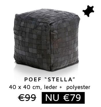 Aanbiedingen Poef stella leder + polyester - Huismerk - Xooon - Geldig van 25/11/2016 tot 01/12/2016 bij Xooon