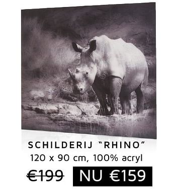 Aanbiedingen Schilderij rhino - Huismerk - Xooon - Geldig van 25/11/2016 tot 01/12/2016 bij Xooon