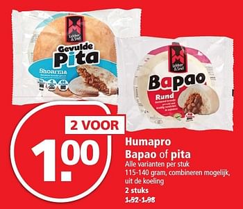 Aanbiedingen Humapro bapao of pita - Humapro - Geldig van 27/11/2016 tot 03/12/2016 bij Plus