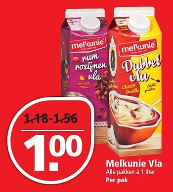 Aanbiedingen Melkunie vla - Melkunie - Geldig van 27/11/2016 tot 03/12/2016 bij Plus