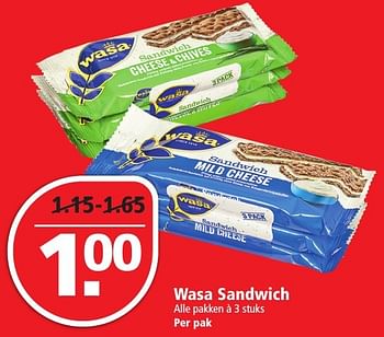 Aanbiedingen Wasa sandwich - Wasa - Geldig van 27/11/2016 tot 03/12/2016 bij Plus