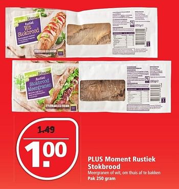 Aanbiedingen Plus moment rustiek stokbrood - Huismerk - Plus - Geldig van 27/11/2016 tot 03/12/2016 bij Plus
