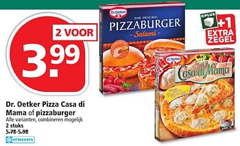 Aanbiedingen Dr. oetker pizza casa di mama of pizzaburger - Dr. Oetker - Geldig van 27/11/2016 tot 03/12/2016 bij Plus