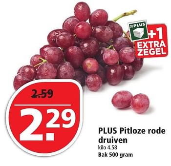 Aanbiedingen Plus pitloze rode druiven - Huismerk - Plus - Geldig van 27/11/2016 tot 03/12/2016 bij Plus