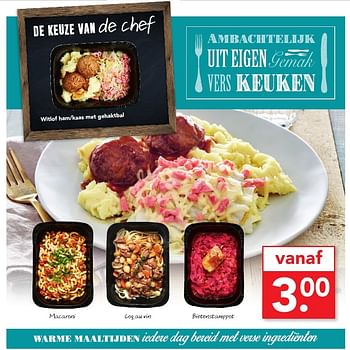 Aanbiedingen De keuze van de chef - Huismerk deen supermarkt - Geldig van 27/11/2016 tot 03/12/2016 bij Deen Supermarkten