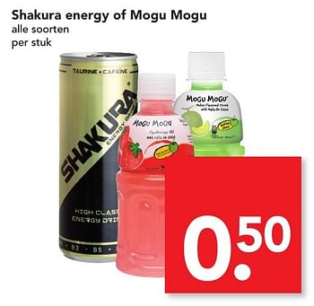 Aanbiedingen Shakura energy of mogu mogu - Shakura - Geldig van 27/11/2016 tot 03/12/2016 bij Deen Supermarkten