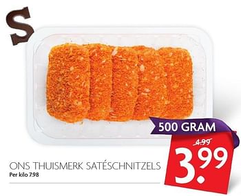 Aanbiedingen Ons thuismerk satéschnitzels - Huismerk - Deka Markt - Geldig van 27/11/2016 tot 03/12/2016 bij Deka Markt