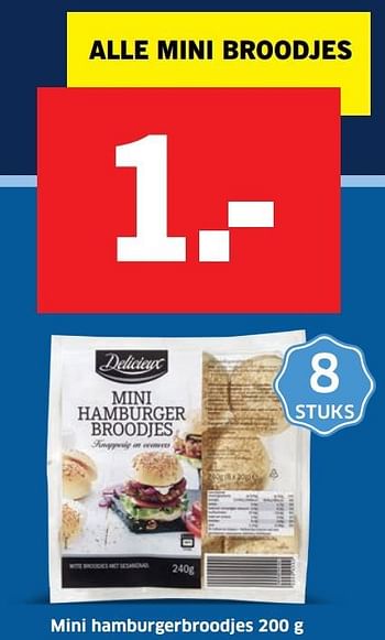Aanbiedingen Mini hamburgerbroodjes - Delicieux - Geldig van 28/11/2016 tot 04/12/2016 bij Lidl