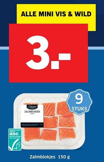 Aanbiedingen Zalmblokjes - Delicieux - Geldig van 28/11/2016 tot 04/12/2016 bij Lidl