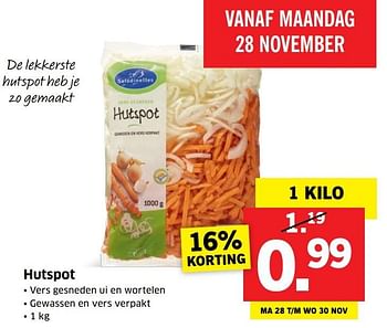 Aanbiedingen Hutspot - Saladinettes - Geldig van 28/11/2016 tot 04/12/2016 bij Lidl