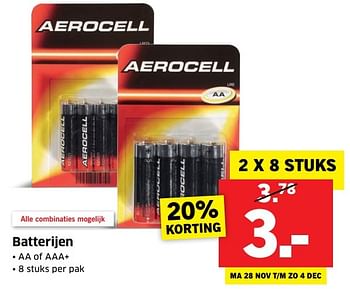 Aanbiedingen Batterijen - Aerocell - Geldig van 28/11/2016 tot 04/12/2016 bij Lidl