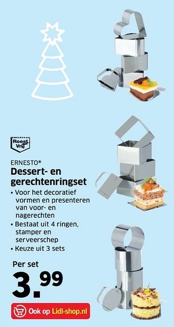 Aanbiedingen Dessert- en gerechtenringset - Ernesto - Geldig van 28/11/2016 tot 04/12/2016 bij Lidl