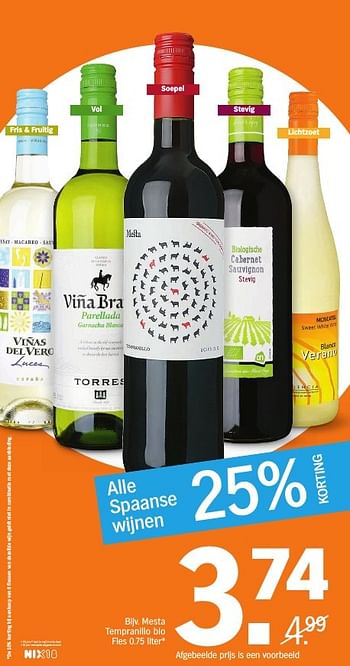 Aanbiedingen Mesta tempranillo bio - Rode wijnen - Geldig van 27/11/2016 tot 04/12/2016 bij Albert Heijn