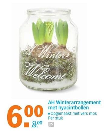 Aanbiedingen Ah winterarrangement met hyacintbollen - Huismerk - Albert Heijn - Geldig van 27/11/2016 tot 04/12/2016 bij Albert Heijn