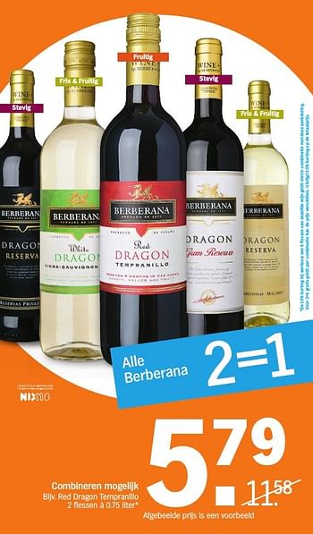 Aanbiedingen Alle berberana red dragon tempranillo - Rode wijnen - Geldig van 27/11/2016 tot 04/12/2016 bij Albert Heijn