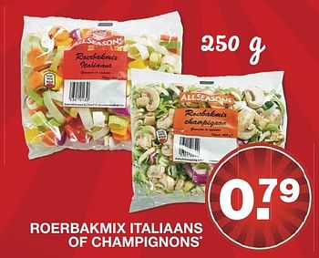 Aanbiedingen Roerbakmix italiaans of champignons - All Seasons - Geldig van 30/11/2016 tot 03/12/2016 bij Aldi