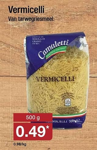 Aanbiedingen Vermicelli - Camaletti - Geldig van 30/11/2016 tot 03/12/2016 bij Aldi