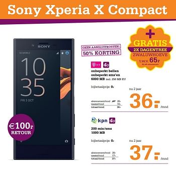 Aanbiedingen Sony xperia x compact - Sony - Geldig van 27/11/2016 tot 04/12/2016 bij Telecombinatie