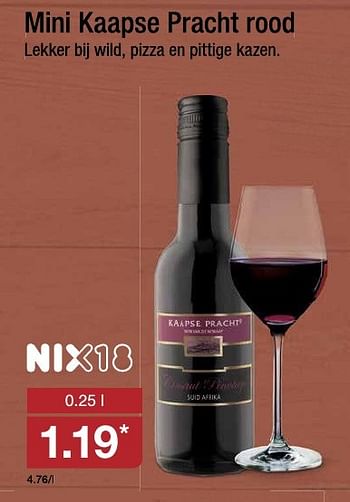 Aanbiedingen Mini kaapse pracht rood - Rode wijnen - Geldig van 30/11/2016 tot 03/12/2016 bij Aldi