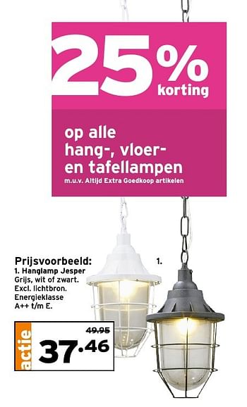 Aanbiedingen Hanglamp jesper - Huismerk - Gamma - Geldig van 28/11/2016 tot 04/12/2016 bij Gamma