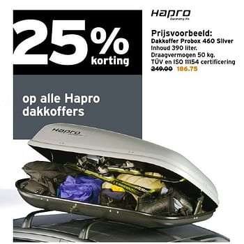 Aanbiedingen Dakkoffer probox 460 silver - Hapro - Geldig van 28/11/2016 tot 04/12/2016 bij Gamma