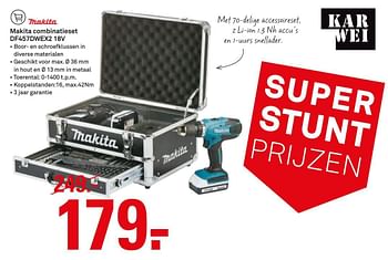 Aanbiedingen Makita combinatieset df457dwex2 18v - Makita - Geldig van 28/11/2016 tot 04/12/2016 bij Karwei