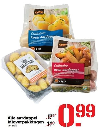 Aanbiedingen Alle aardappel kiloverpakkingen - Huismerk - Coop - Geldig van 28/11/2016 tot 04/12/2016 bij Coop